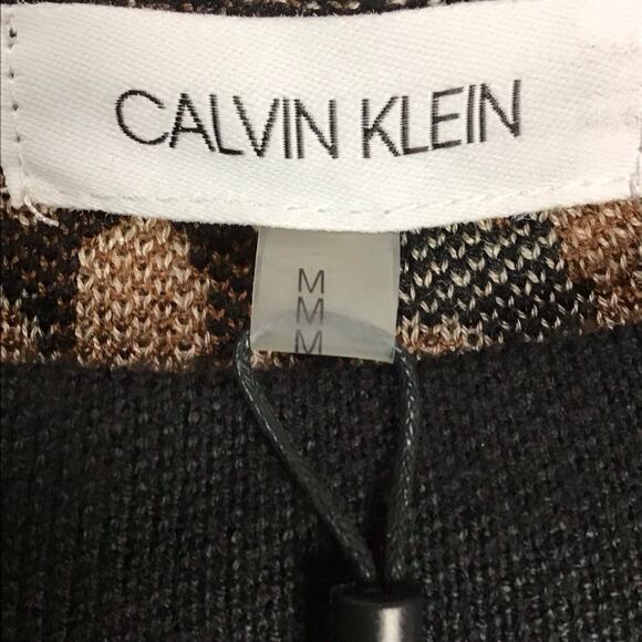 Calvin Klein Womens Medium Sweater Animal Print Hi Low Mock Turtleneck NWT - Picture 7 of 11